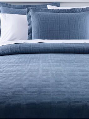 L.L. Bean Vintage Matelassé Cotton Bedspread & Shams in Atlantic Blue TWIN SIZE
